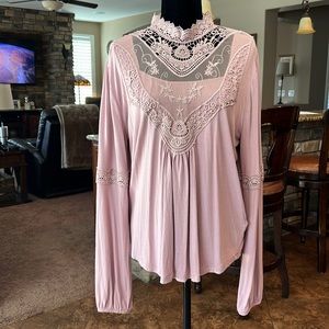 Venus. High collared, soft, blouse